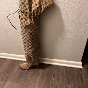 Gucci Beige and Brown Patterned Boots